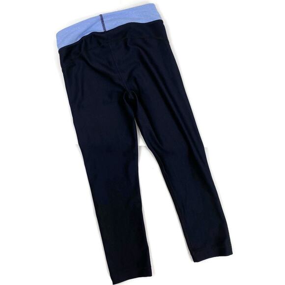 Under Armour Heatgear Capri Leggings 18" Sport Black Blue Stripe Womens Sz XS - Picture 2 of 8